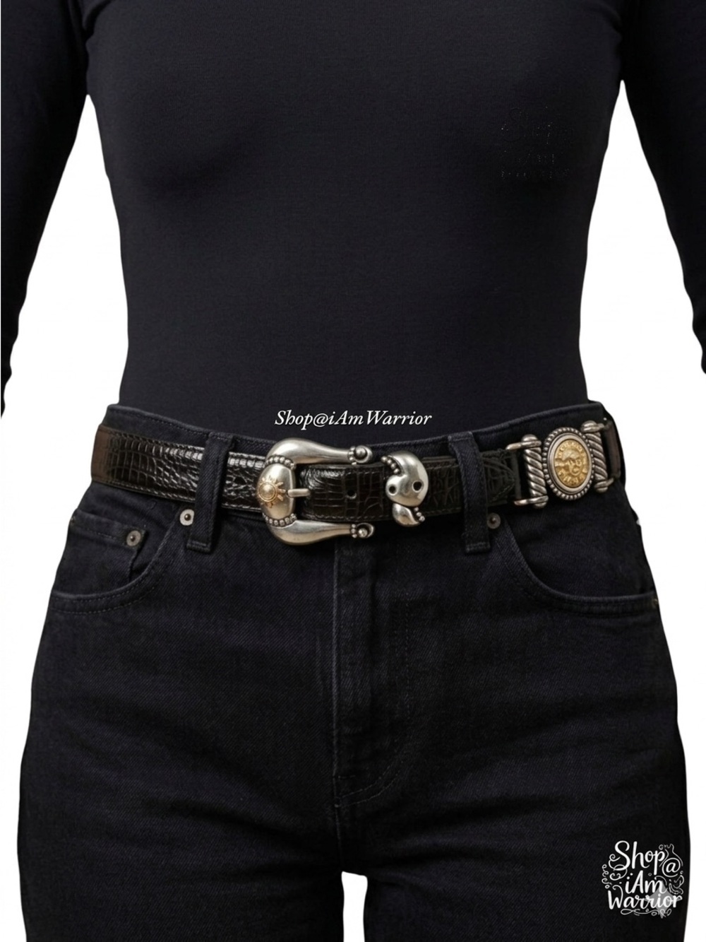 Brighton Museum Collection embossed leather mixed-metal belt *shop@iamwarrior